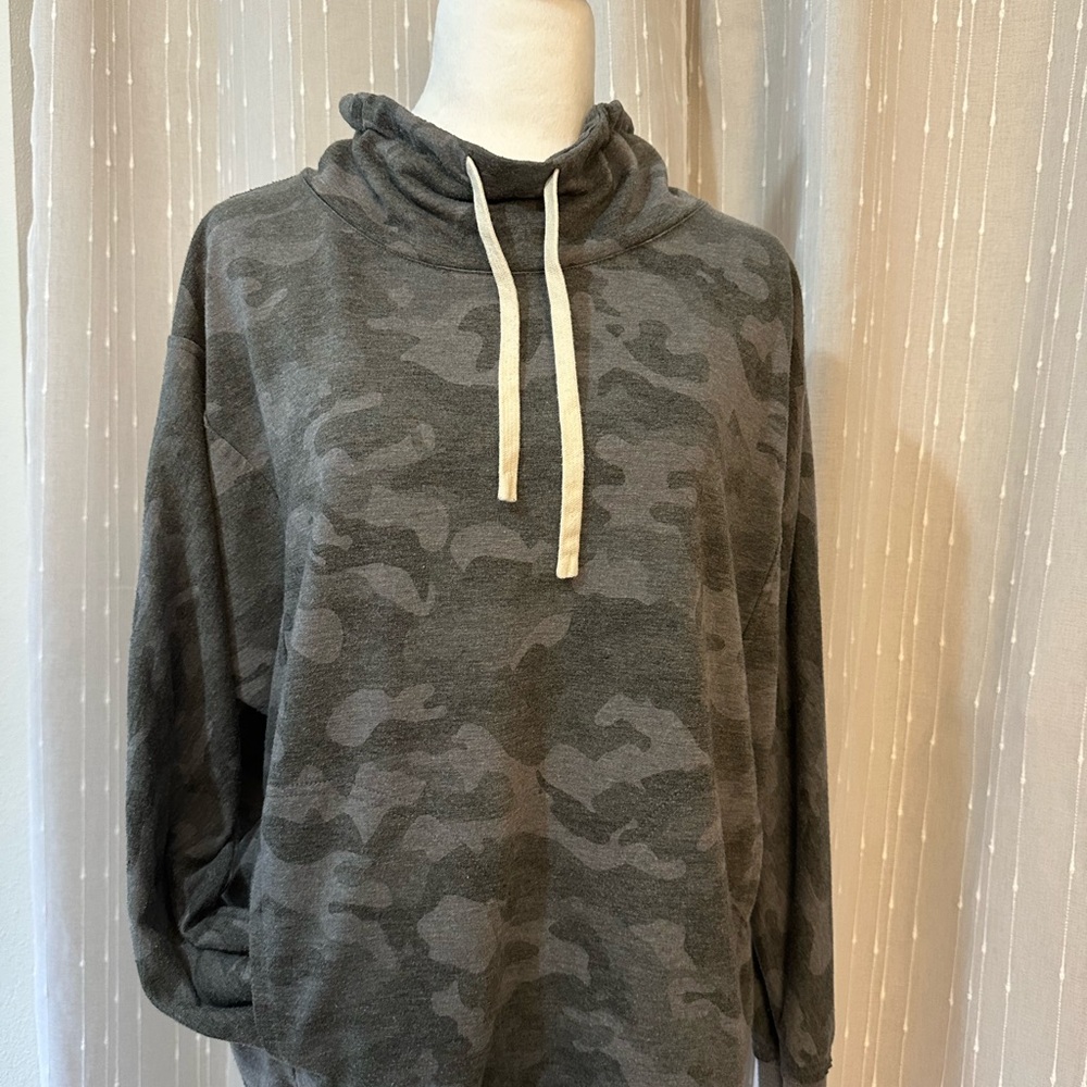 Jane and Delancey Gray Camouflage Sweater
